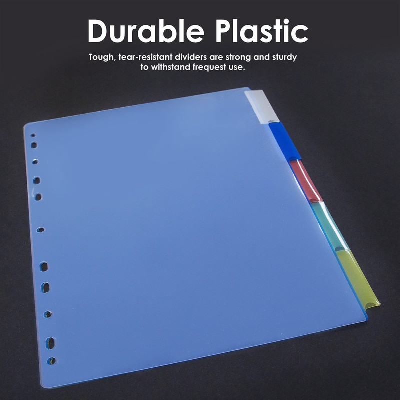 BAZIC Binder Dividers w/ 5 Insertable Color Tabs, 11 Hole