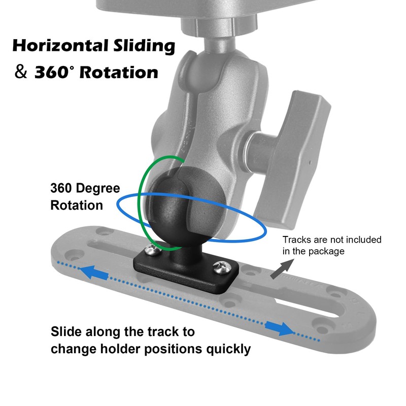 WINDFRD C Size 1.5" Track Ball Mount Base for Boat