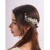 Teyglen Bridal Rhinestone Hair Clip Silver Pearl Crystal Hair Barrette