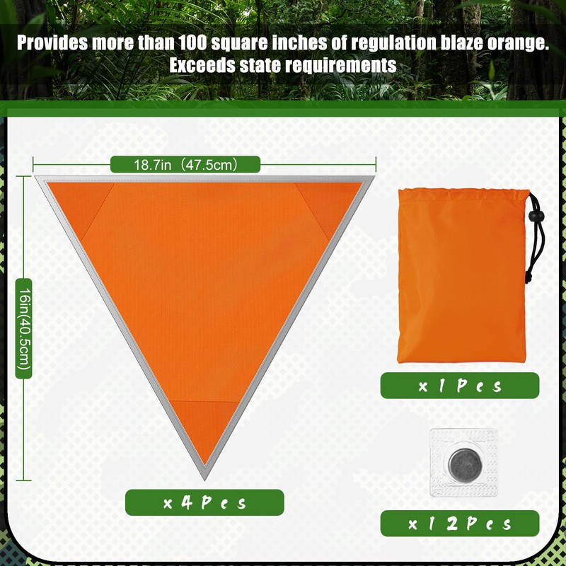 Blaze Orange Safety Panel, 4Pcs Magnetic Hunting Safety Panels for