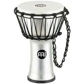 Meinl Percussion Junior Djembe with Synthetic Shell and Head-NOT Made in China-7" Compact Size, Rope Tuned, Silver, 2-Year Warranty, 7" (JRD-S)
