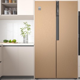 LACHEERY Brushed Stainless Steel Contact Paper for Kitchen Appliances Metallic Gold Wallpaper Peel and Stick Modern Waterproof Self Adhesive Metal Look Contact Paper for Fridge Dishwasher 15.8"x80"