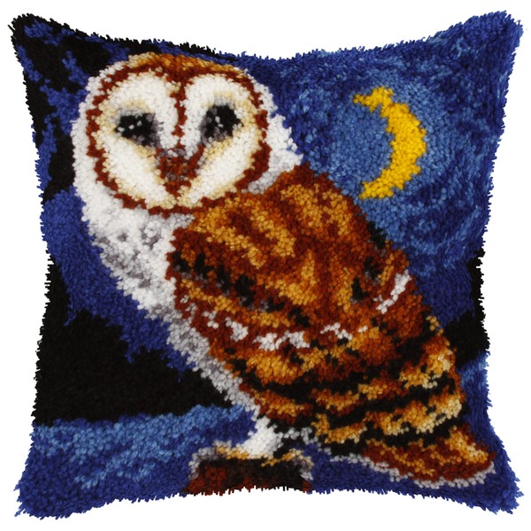 Orchidea - Latch Hook Cushion Pack - Owl - Printed Canvas - 4.5 Count - For Adults - 30.4139