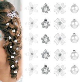 20 Pieces Small Flower Hair Clips Mini Flower Hair Clips Hair Clip Hair Accessories Wedding Cute Rhinestone Hair Pins for Women Girls Weddings