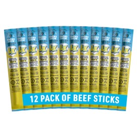 Lorissa's Kitchen Premium Grass-Fed & Finished Beef Jerky Snack Sticks 12-Pack: Original Smoked Flavor, 8g Protein, Certified Free from Top 9 Allergens, Gluten-Free, Non-GMO, Zero Sugar, Keto, Paleo