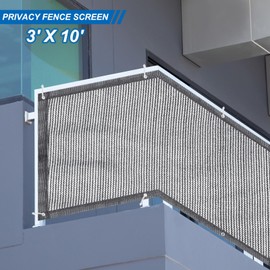 PATIKIL 3'x10' Patio Privacy Screen for Balcony, Fence Cover for Apartment Railing Netting Mesh Shade Fabric Balcony Cover for Outdoor Deck Backyard Porch, Railing Shield 90% (Dark Gray)
