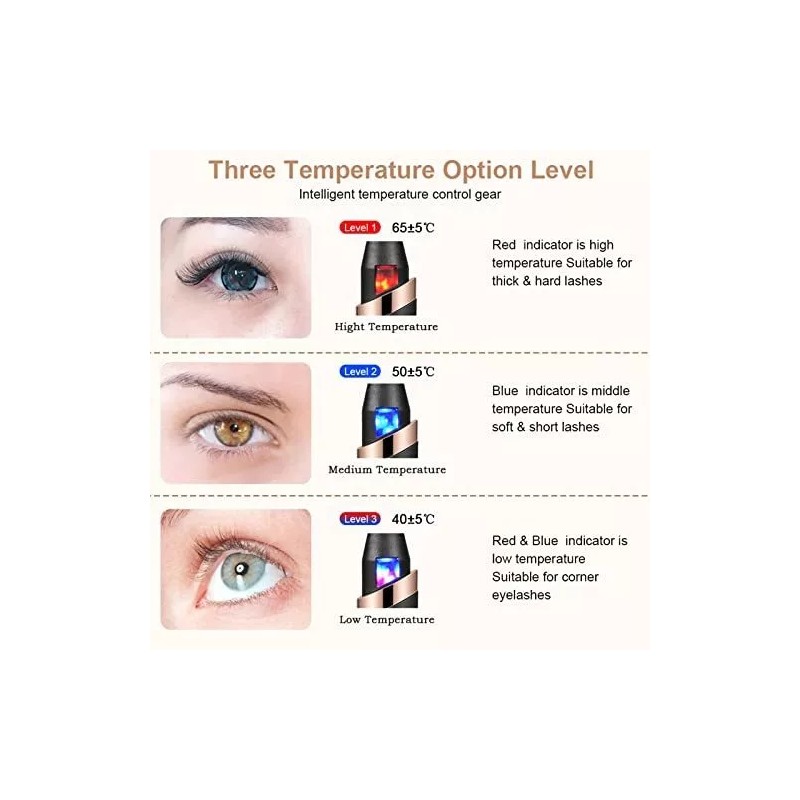 Rizador De Pestañas Electrico Larga Duracion Con Peine Negro