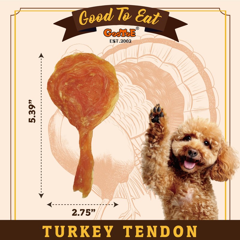 Gootoe Turkey Tendon Dog Treats – 100% USA-Sourced, Natural Snack,