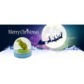 Lightahead Mini Dinosaur Snow Globe Inside Blue Base,Table Top Decorations Christmas,Birthday Gifts