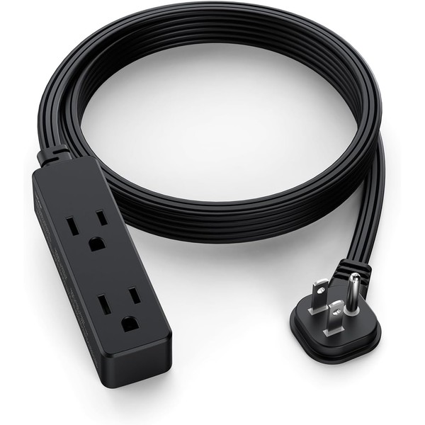 Flat Plug Extension Cord with 3 Outlets - 8Ft Low