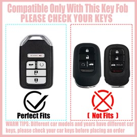 Yekoubo Red TPU Key Fob Cover with Plum Blossom Keychain Compatible with Honda Accord Civic CR-V Pilot Passport Insight CR-Z HR-V Fit JED Spirior Odyssey Ridgeline 5-Button Smart Key for Women