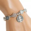Saint St Benedict Medal Silver Rosary Bracelet Pulsera De Plateado