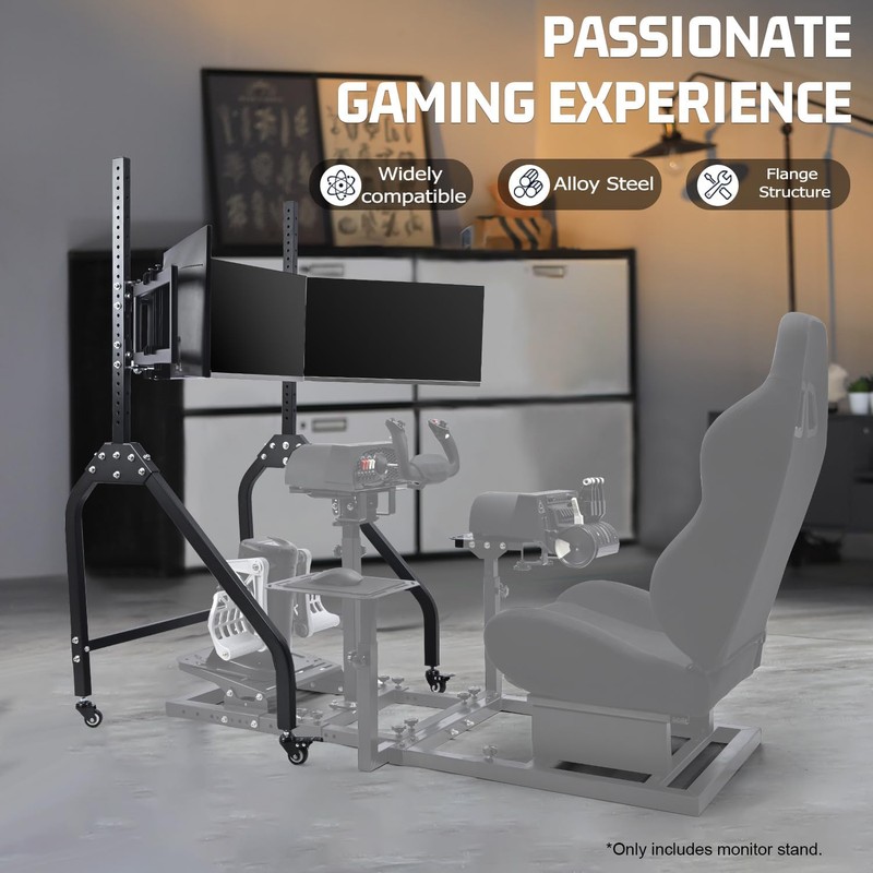 Marada Sim Racing Triple Monitor Stand with Wheels for 27-32