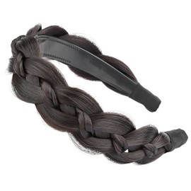 BOBIYA Braided Hair Headband with Tooth Braid Hair Headband with Teeth Wide Braided Hair Headband (Brunette Brown, Free Size)