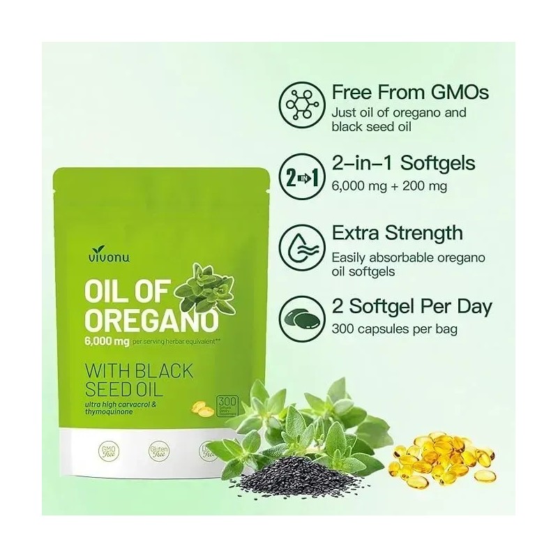 Aceite De Orégano Cápsula Blanda 6000mg 300 Cápsulas