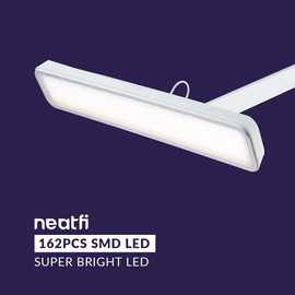 Neatfi (New Model) XL 2,500 Lumens LED Task Lamp with Clamp, 30W Super Bright Desk Lamp, 162 Pcs SMD LED, 22 Inches Wide Lamp, Table Clamp LED Light, Eye-Caring LED Lamp (White)