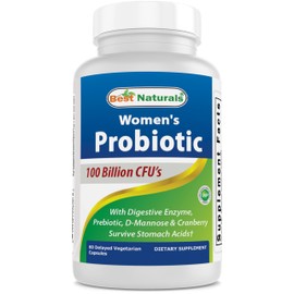 Best Naturals Probiotics for Women 100 Billion CFU - 10 Strains + Prebiotics Fiber + Digestive Enzyme Blend + Women's Health Herbal Blend - Immune, Digestive & Gut Health - 60 Deleyaed Capsules