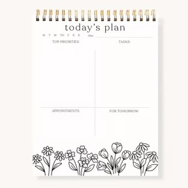 Color-In Spiral Notebook & Daily Planner Set - Pretty Floral Design Journal with Pens, Notepad Day Planner for Task Management, Motivational Organizer Notebook for Women & Girls (A)
