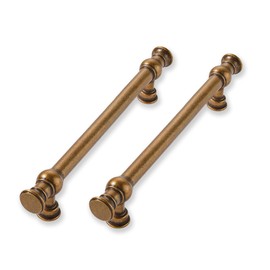 CABDM 10 Pack 5 Inch Hole Center Antique Brass Cabinet Pulls-Heavy Duty Solid Cabinet Handles Suitable for Cabinets, Dressers, Kitchens and Bathroom cabinets
