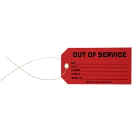 Brady 86757 5-3/4" Height, 3" Width, B-853 Cardstock, Black On Red Color Production Status Tag (Pack Of 100)