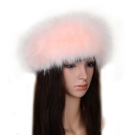 ZOSCGJMY Faux Fur Headband for Women Winter Hat Earwarmer Warm Cap (Pink, One Size)