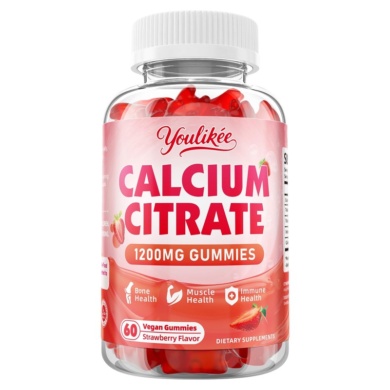 Calcium Citrate Gummies 1200 mg, Calcium Supplement for Women &