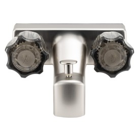 Tough Grade Shower & Bathtub Diverter Faucet | Brushed Satin Nickel Finish with Smoked Acrylic Knobs | Universal Fit for Standard Shower Hoses | 2-Hole 4” Installation | 2.2 GPM Flow Rate