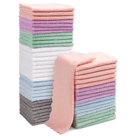 Orighty Baby Washcloths 50-Pack, Microfiber Coral Fleece Baby Face Towels, Soft and Absorbent Wash Cloths for Newborns, Infants and Toddlers, Gentle on Delicate Skin for Face Hands and Body, 7x9 Inch