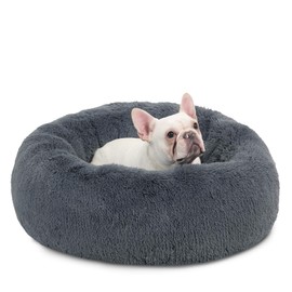 Bedsure Calming Dog Beds for Small Medium Large Dogs - Round Donut Washable Dog Bed, Anti-Slip Faux Fur Fluffy Donut Cuddler Anxiety Cat Bed, Fits up to 15-100 lbs