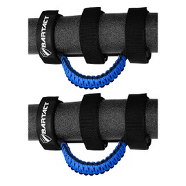 Bartact Roll Bar Grab Handles Compatible with Jeep Wrangler JL, JK, TJ, YJ, and Gladiator 1955–2023 Upgrade Metal Buckle, Strong & Durable Paracord Grip Handles for Roll Bar - Black/Royal Blue
