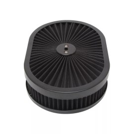Lipstick Performance 12" Super Flow Oval Air Cleaner Set With Washable Black Element & Black top