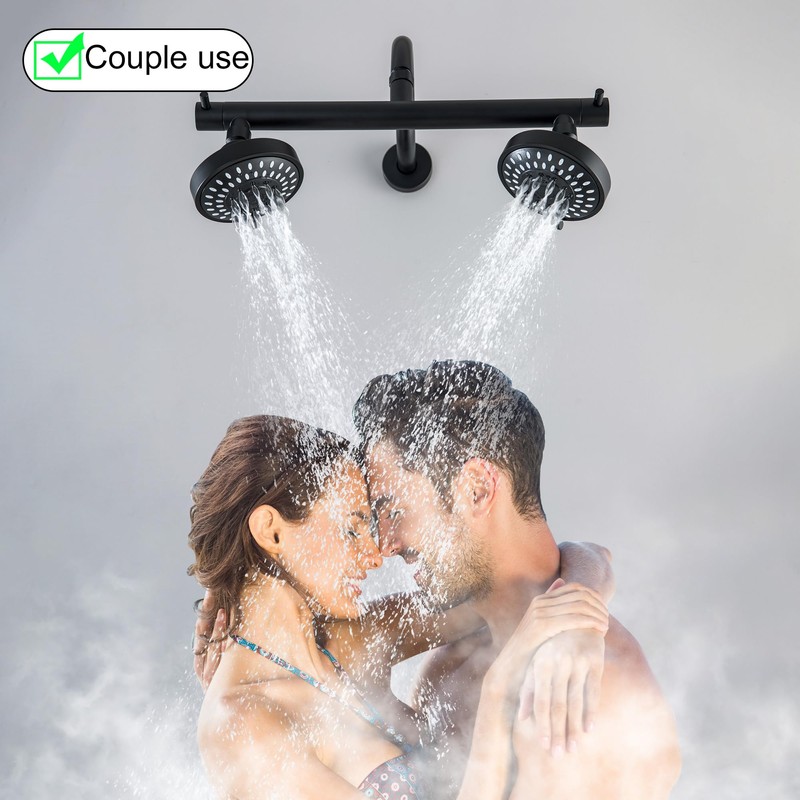 BEIYI Dual Double Shower Head for Couples, High Pressure 5