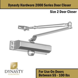 Dynasty Hardware Door Closer, Commercial Hydraulic Closer, Self-Closing, Spring Size 2, ADA Compliant, Surface Mount, Sprayed Aluminum, Series 2000