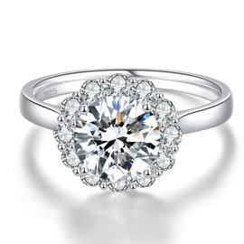 AVECON Promise Rings for Her 925 Sterling Silver Brilliant 3.5ct Round Cut White CZ Engagement Wedding Rings for Women Size Q