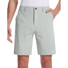SERAMY Mens Golf Dress Shorts 9 Inch Inseam with 5 Pockets Stretch Lightweight Quick Dry Men's Flat Front Shorts for Work Casual Cool Grey 38
