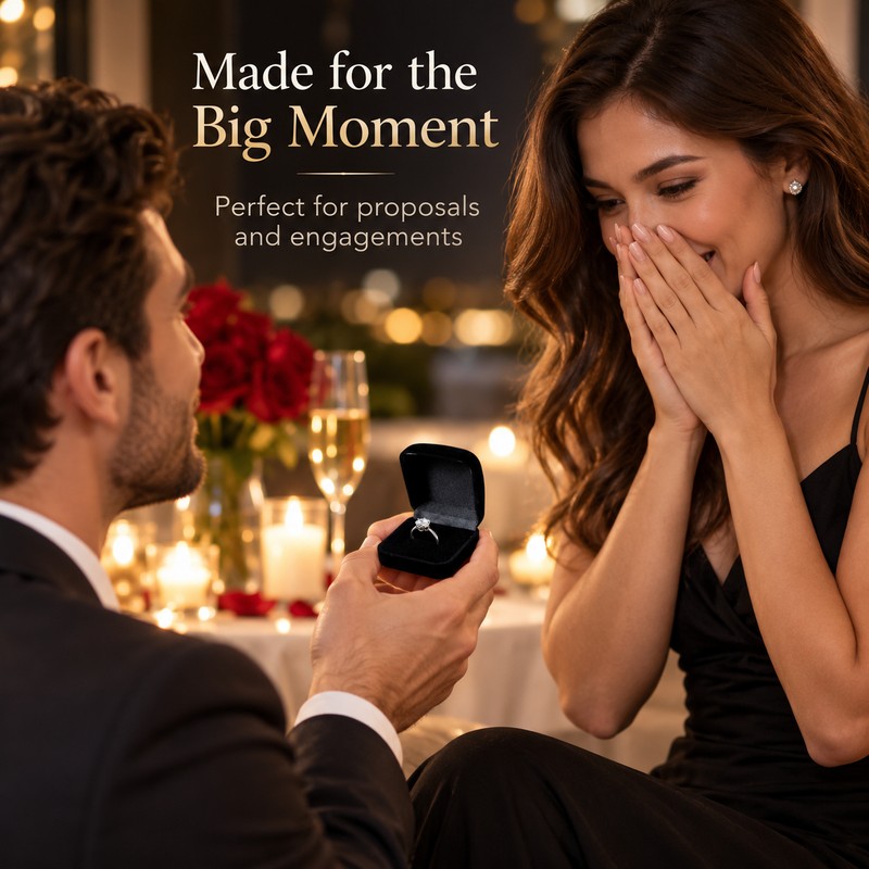 Black Velvet Ring Box – Foldable Engagement & Wedding Ring