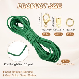 sourcing map 4 Pcs Suede Cord, 5.5 Yards, Green Series