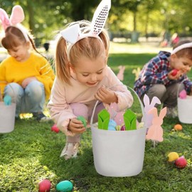 PIXHOTUL 6 Pack Easter Baskets, Easter Bunny Bags Rabbit Ears Jute Tote Bags for Kids Eggs Hunting, Candy and Gifts Carry Bucket Easter Party Supplies