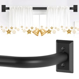 TVWOO Wrap Around Curtain Rods,Black Curtain Rods for Windows 28 to 48 Inch,1 Inch Adjustable Blackout Curtain Rod with Bracket,Room Darkening Window Curtain Rods,Metal Drapery Rods 28-48",Matte Black