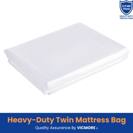 VICMORE Heavy-Duty Twin/Twin XL Mattress Bag for Moving & Storage – Waterproof, Tear-Resistant Plastic Mattress Protector Cover, Transparent & Easy-Fit