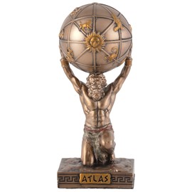 Miniature Figurine Greek God Atlas - Made of Artificial Stone, Hand Painted with Bronze Colour by Veronese