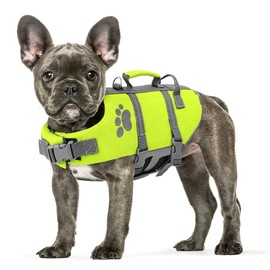 Queenmore Small Dog Life Jacket, Ripston Dog Life Vest, Small Dog Life Vest for Swimming, Safety Dog Swimming Vest with Handle, Dog Life Vest for Boating with Hook, Pet Life Jacket for Swim Water Pool