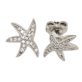 Jobo Damen Ohrstecker Seestern 925 Sterling Silber rhodiniert mit Zirkonia Ohrringe