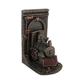 Steampunk Steam Locomotive Bronze Finished Single Bookend