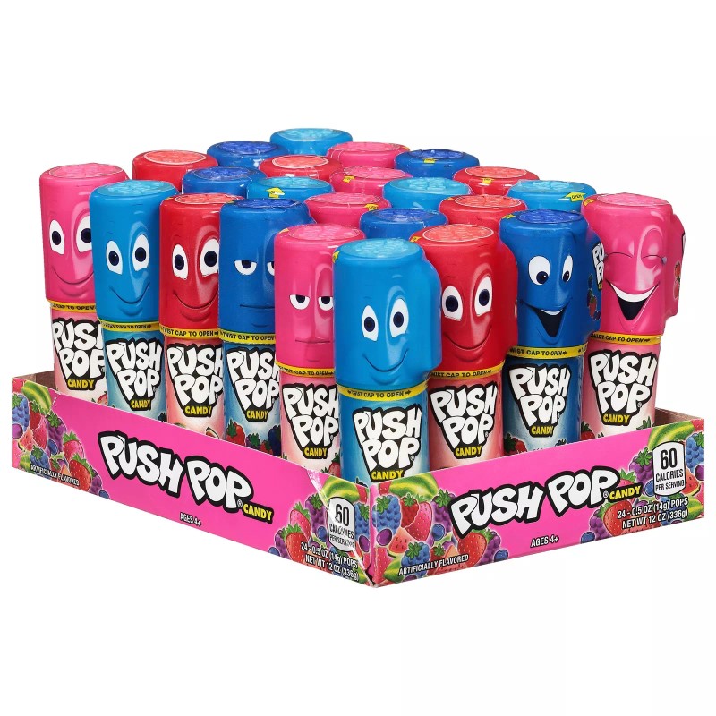 Push Pop 24 Count Push Pop Lollipops Assorted Flavors Strawberry