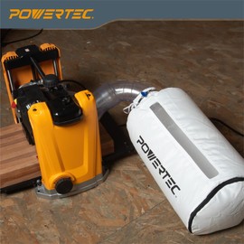 POWERTEC 13 Inch Planer Blades 3pcs for DeWalt DW735, DW735X Planer, Replacement for DW7352 Planer Knives, and 30 Micron Filter Dust Collector Bag w/4" Key Hose Clamp, Fits Woodworking Machine (12842)