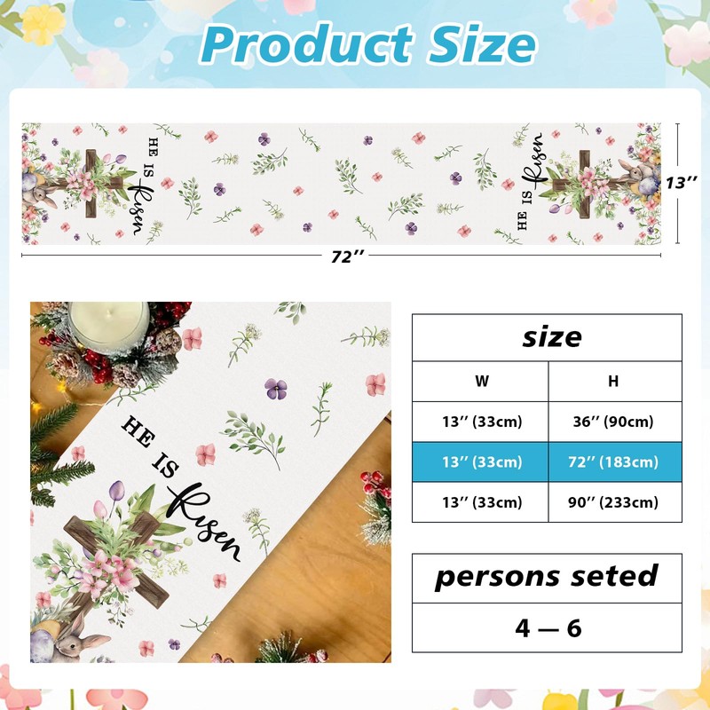 FurniGift Easter Table Runner 13x72 Inch - Natural Linen with