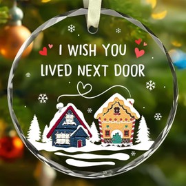 Friend Ornament - Friend Gifts - Bestie Ornament - I Wish You Lived Next Door - Friendship, Long Distance Relationship Present for Women BFF Her - Going Away Gifts for Friend Moving