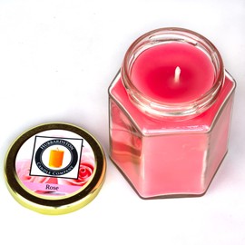 Rose Scented 100% Beeswax Jar Candle, 12 Ounce Hand Poured by Hubbardston Candle Company