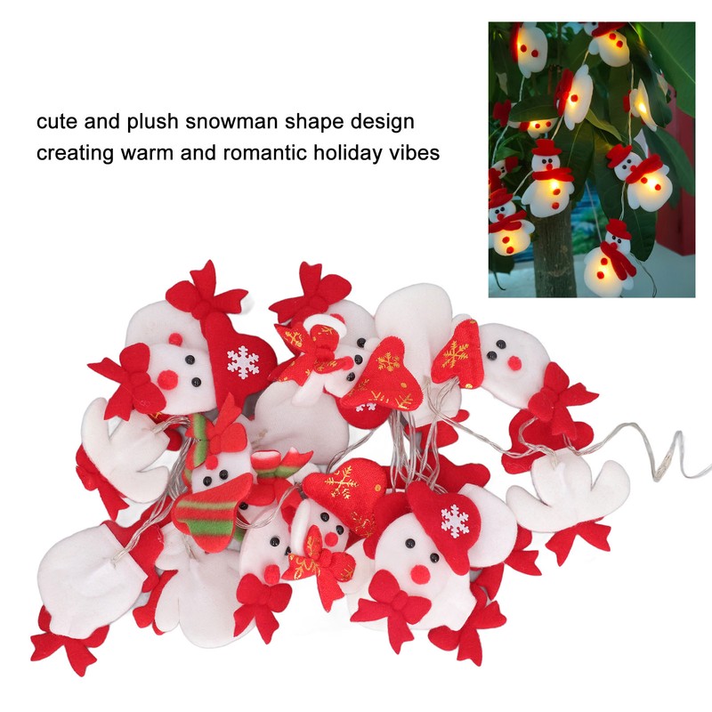 Snowman String Lights Cute Snowman Design 6.6ft Long Remote Control